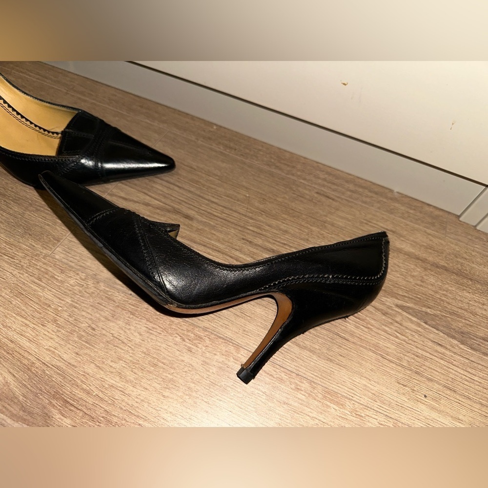 RARE Yves Saint Laurent Vintage Black Leather Pumps size 38 - Picture 9 of 13